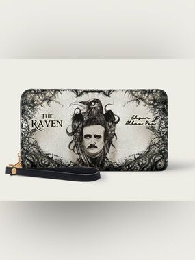 Edgar Allan Poe The Raven Wristlet Wallet - Black and White NIP